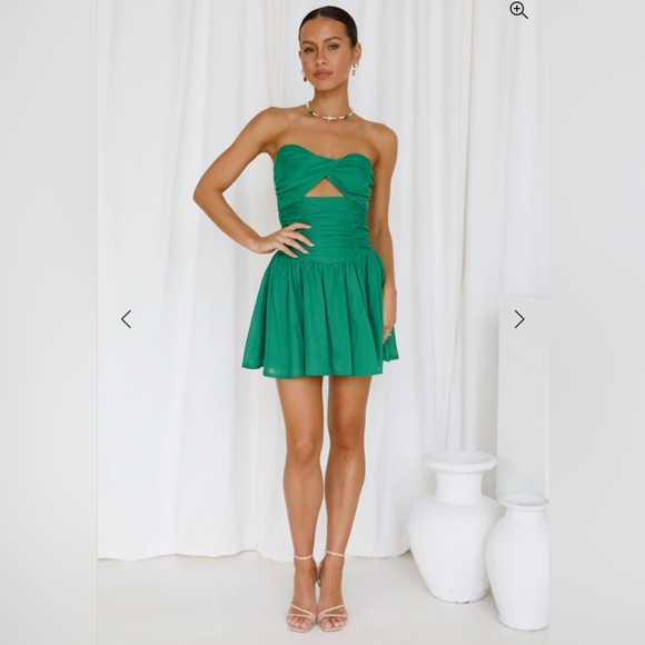Let’s Get It Popping Strapless Green Dress with Cutout (Comes with Straps) - Picture 11 of 15